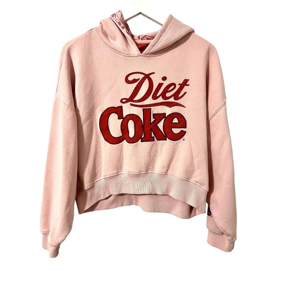 Coca Cola Sweaters - Coca Cola Diet Coke Pink Cropped Pullover Hoodie Size M